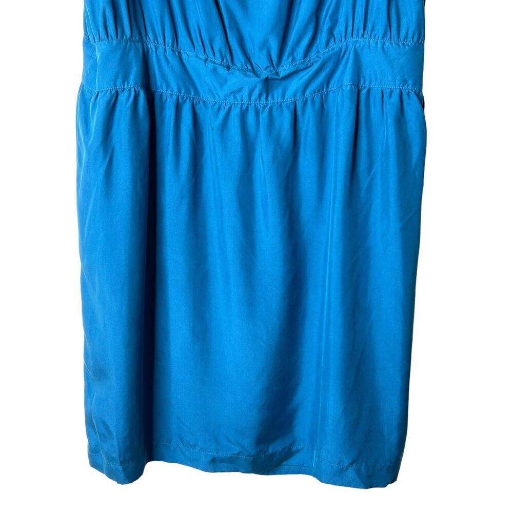 Ann Taylor Loft Dress Women Size 14 Blue Silk Sleeveless Ruffle Mini Fit N Flare - Picture 3 of 12